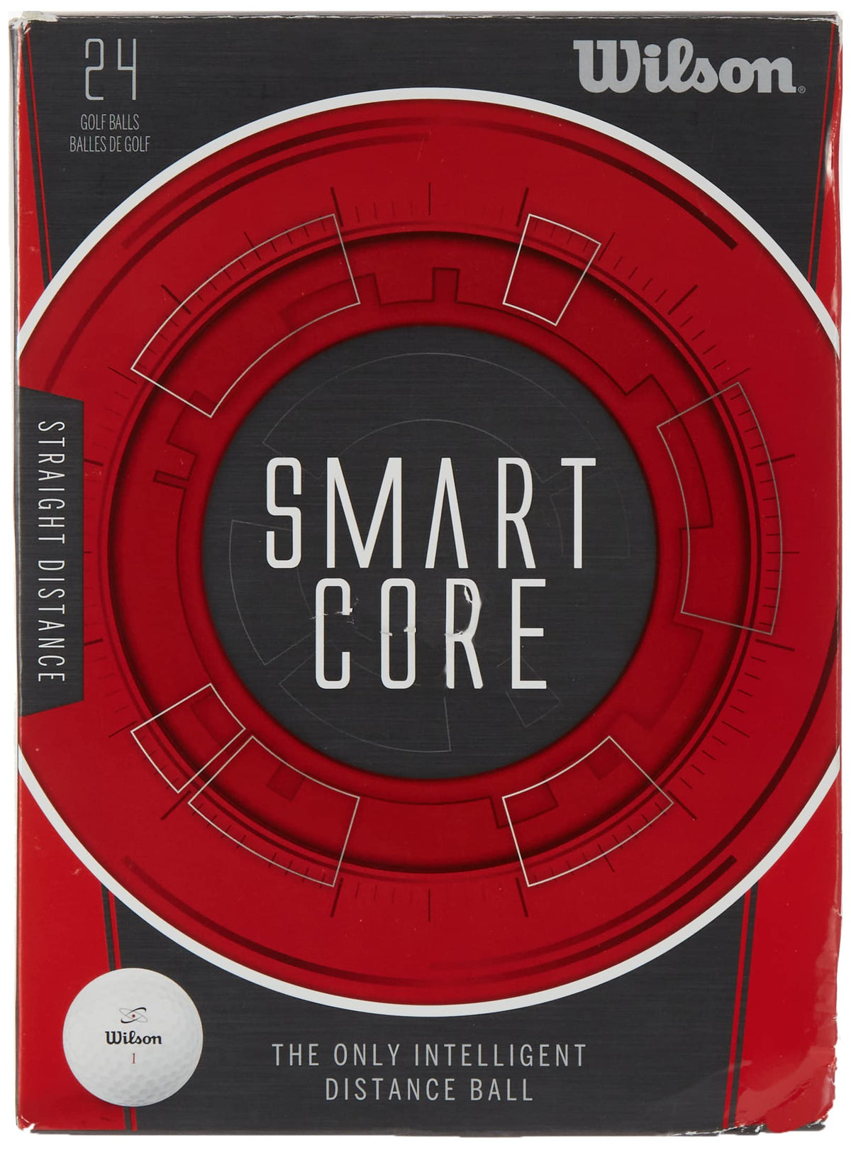 Wilson Smart Core golf ball front view in white with durable cover for lasting play