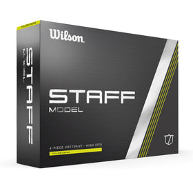 Wilson Staff Model yellow golf ball pack with high visibility on the course.