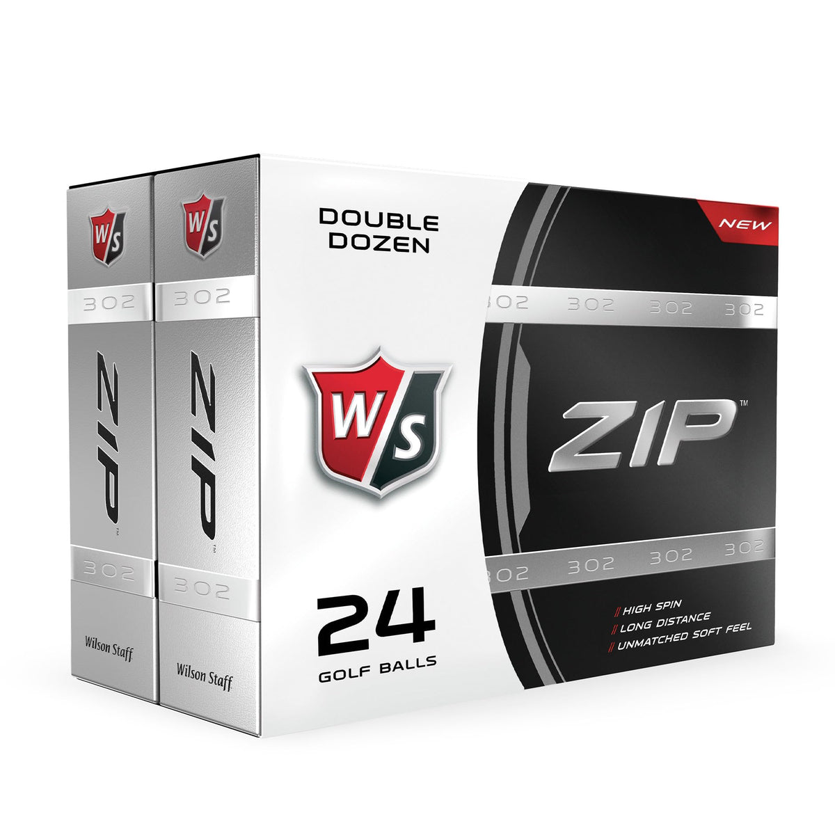 Wilson Staff Zip white golf ball on green, emphasizing visibility.