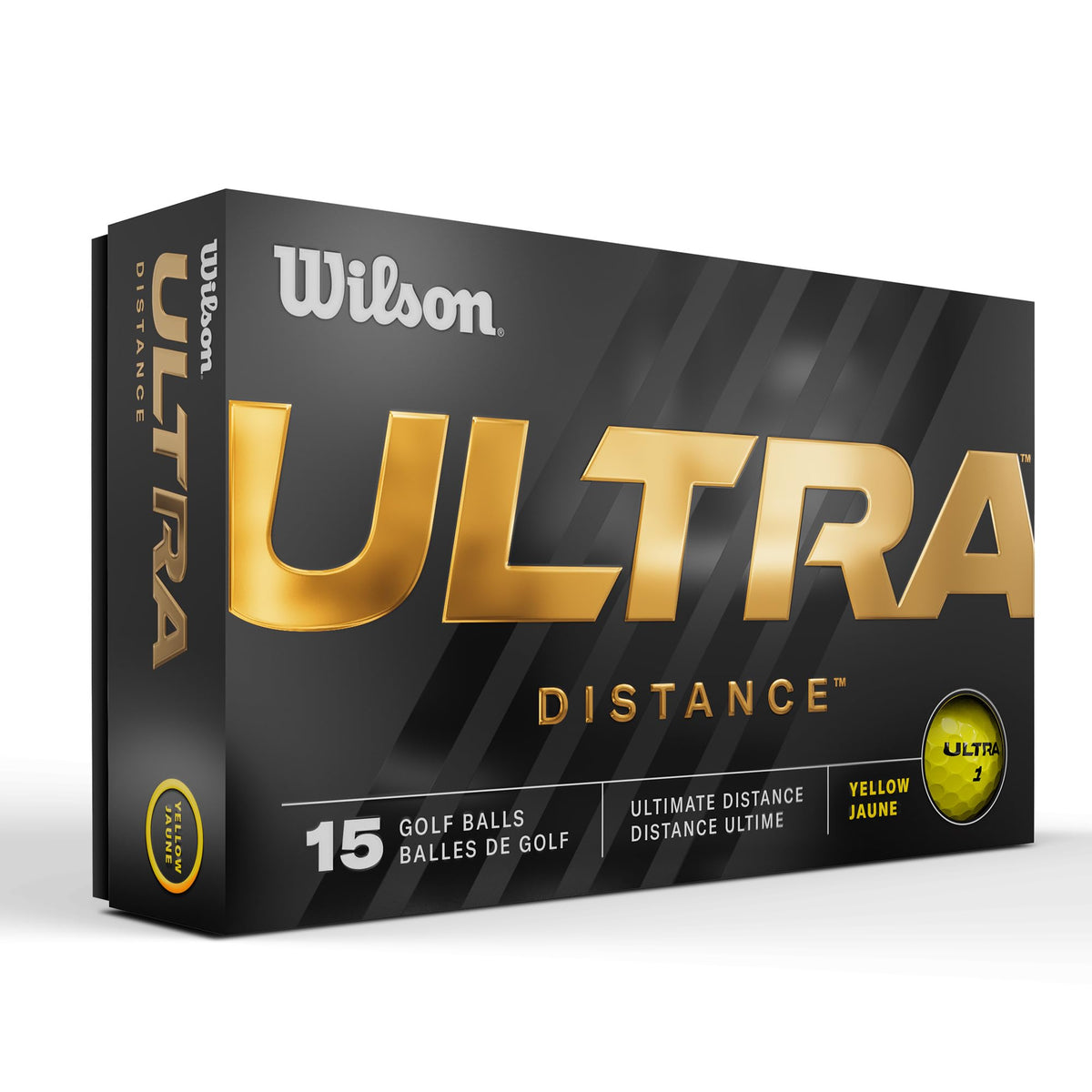 Wilson Ultra Distance 15-pack yellow ball for long, consistent distance on greens.