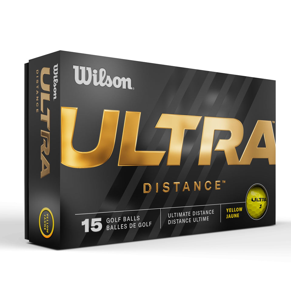 Wilson Ultra Distance 15-pack yellow ball for long, consistent distance on greens.