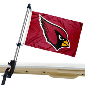 WinCraft Arizona Cardinals golf cart flag pole mounted on frame for outdoor visibility