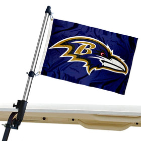 WinCraft Baltimore Ravens golf cart flag displayed on a cart for visible team pride.