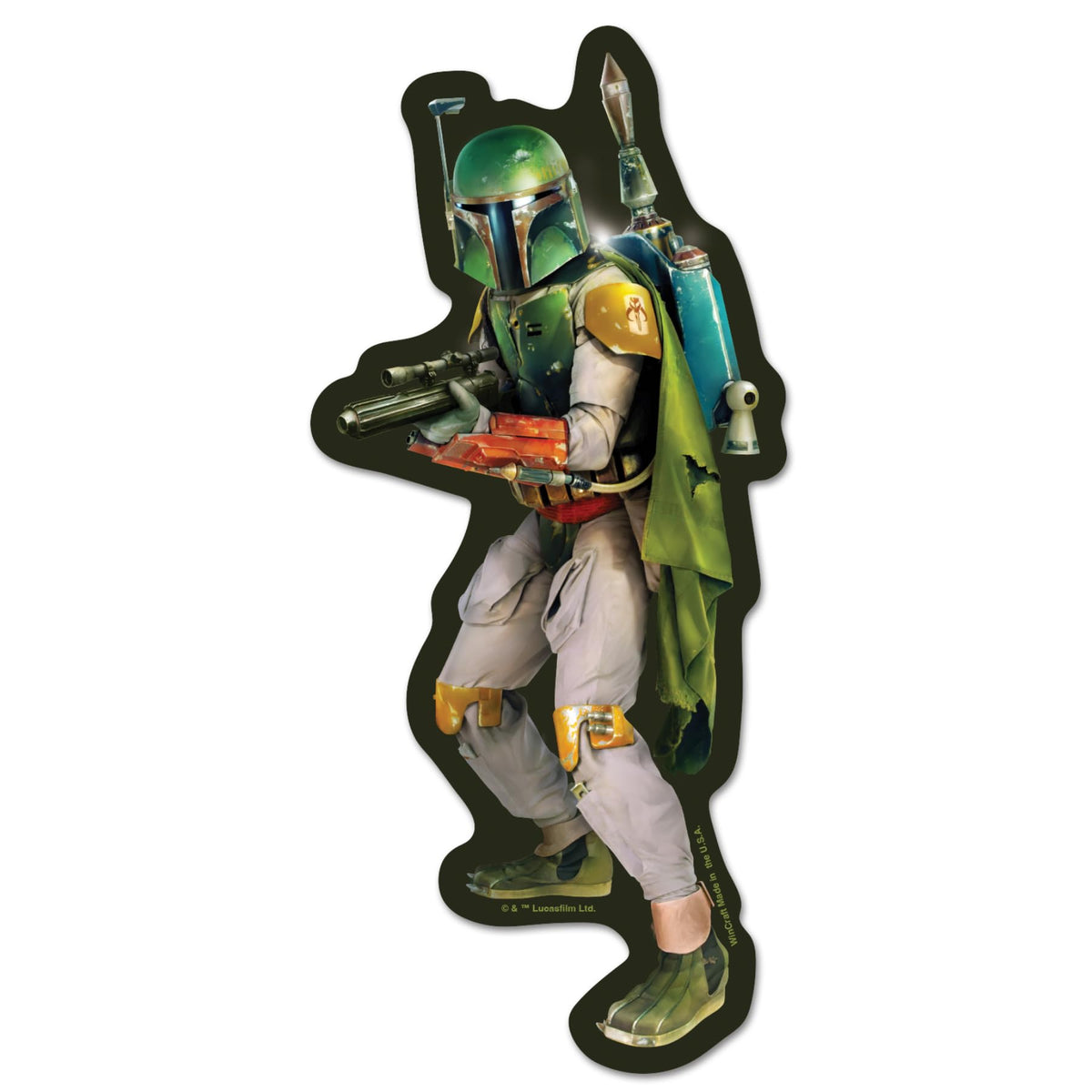 WinCraft Boba Fett character-shaped wood sign, ideal for display, officially licensed and USA-made.