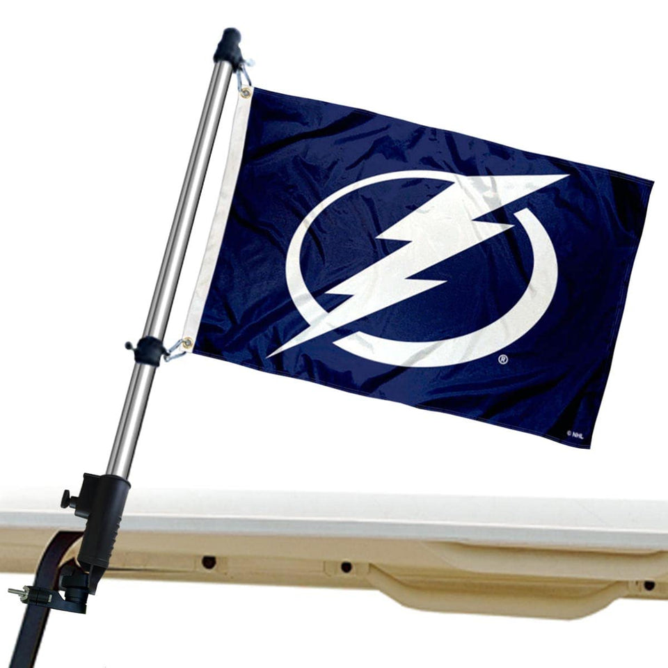 WinCraft Tampa Bay Lightning flag on a golf cart, vivid double‑sided display for on‑the‑go pride