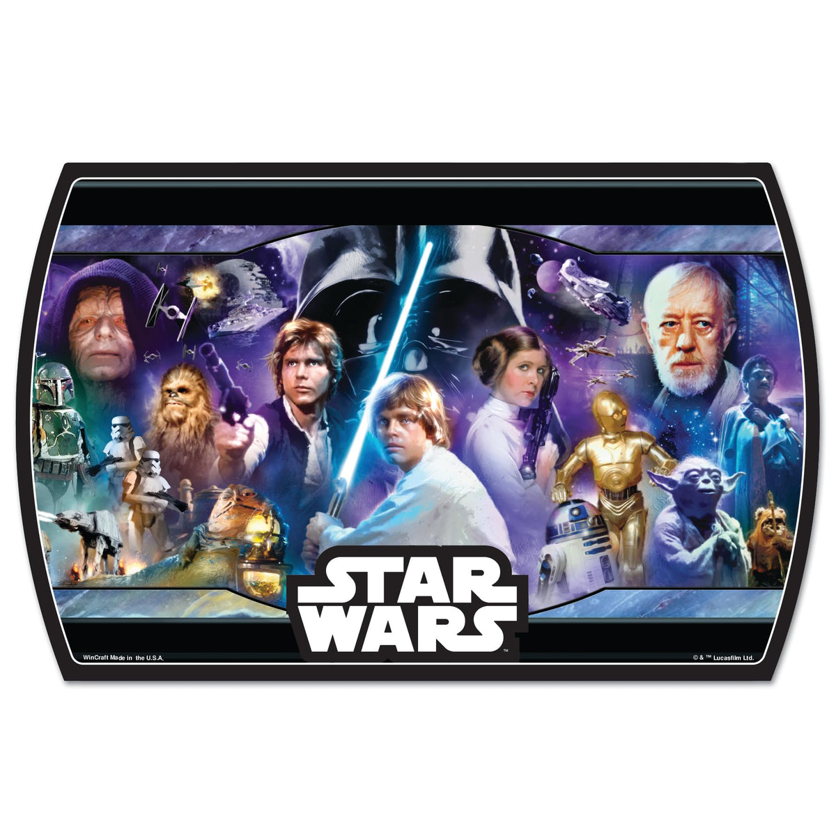 WinCraft Star Wars original characters wood sign, 11x17, durable wall display.