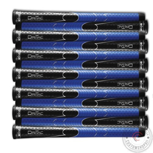 Winn AVS midsize black blue golf grip for a dry feel and stable grip.
