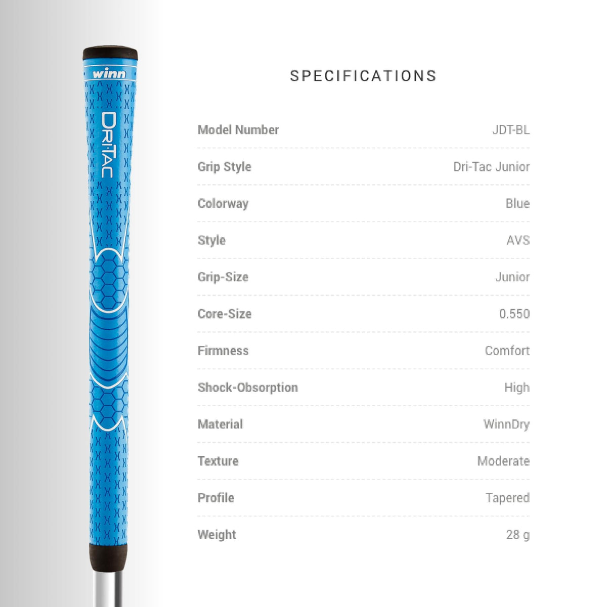 Winn grip size options including Standard, Midsize, Oversize, and Undersize