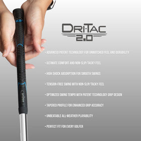 Winn Dri-Tac 2.0 swing-ready grip on club demonstrates optimal hand alignment