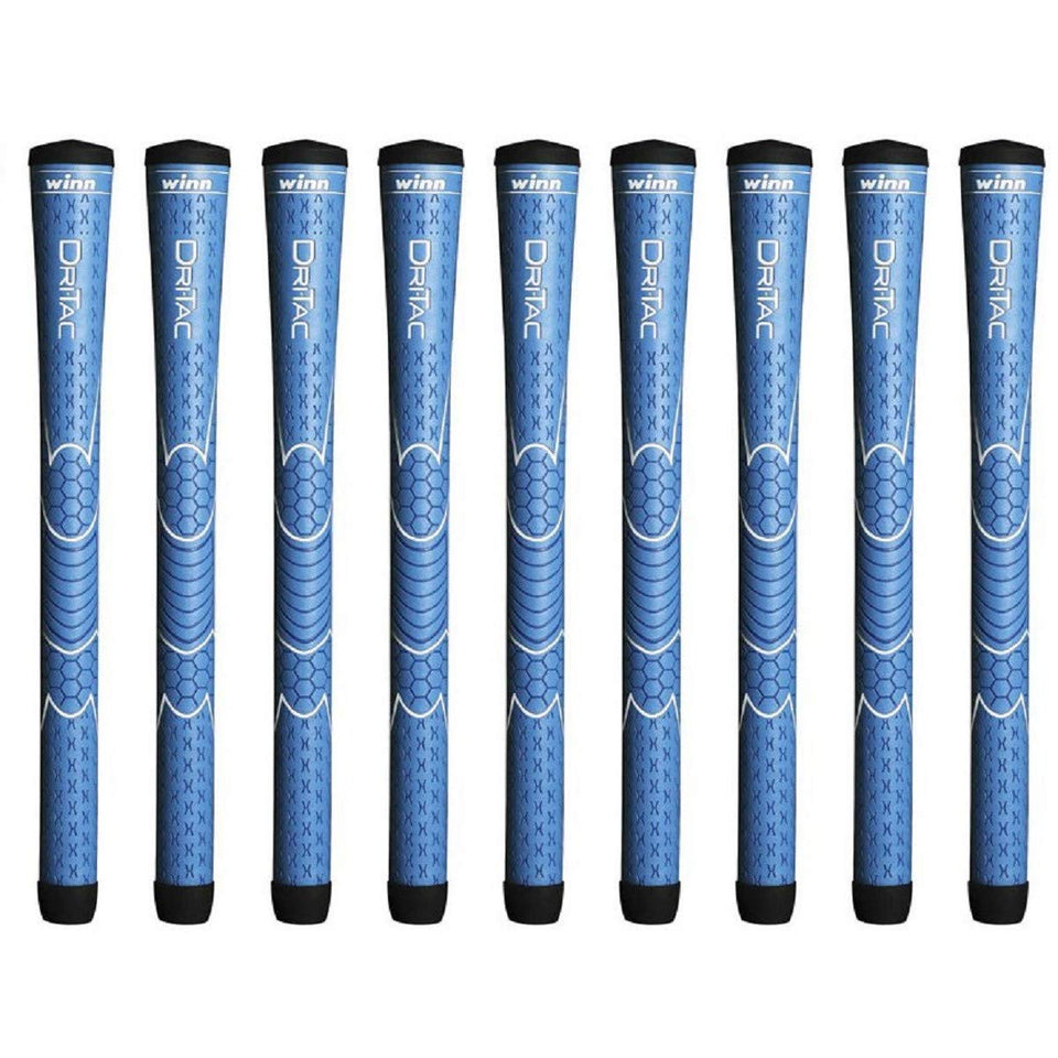 Winn Dri-Tac Junior Blue bundle of 9 grips ready for practice setups