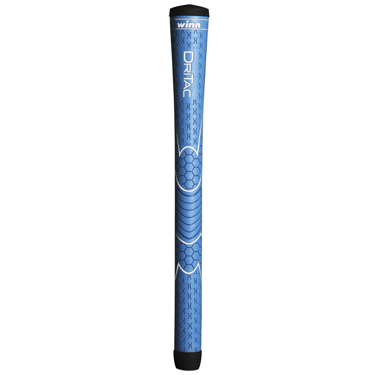 Close-up of Winn Dri-Tac Junior Blue grip texture showing cushioned non-slip feel