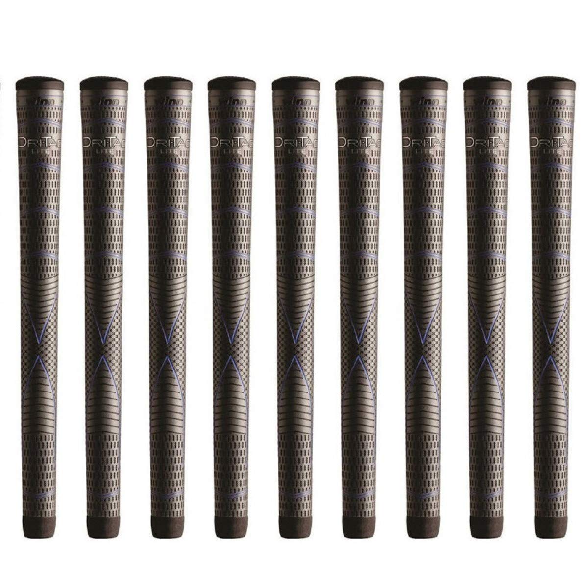 Winn Dri-Tac Lite midsize dark gray grip bundle, front view; lightweight feel aids swing tempo.