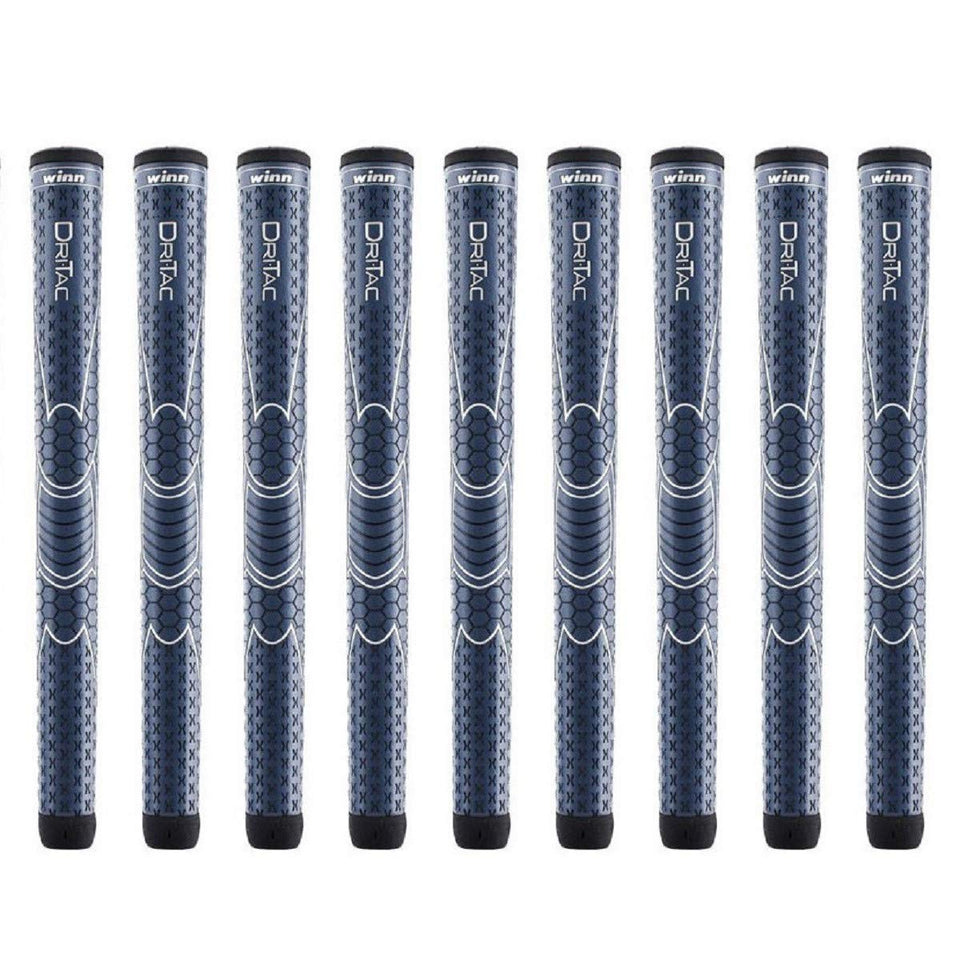 Winn Dri-Tac midsize navy 9-grip bundle showing tacky texture and secure grip.
