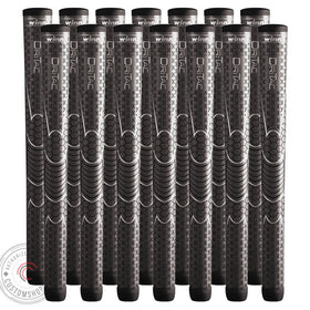 Winn Dri-Tac Oversize AVS Gray golf grip close-up: all-weather non-slip for secure swings