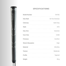 Winn Dri-Tac Oversize grips on iron demonstrates comfortable control during long rounds.