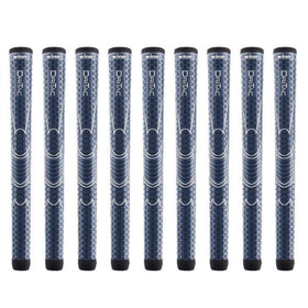 Winn Dri-Tac Oversize Navy Blue grip closeup showing tacky feel for secure hold