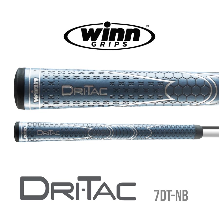 Winn Dri-Tac oversize navy blue grips enhancing comfort and grip security.