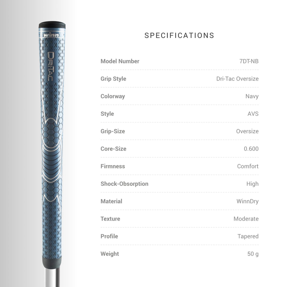 Winn Dri-Tac soft cushioning grips highlighting a plush, cushioned feel.