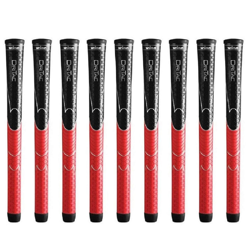 Winn Dri-Tac Standard Black/Red closeup showing tacky texture for a secure grip