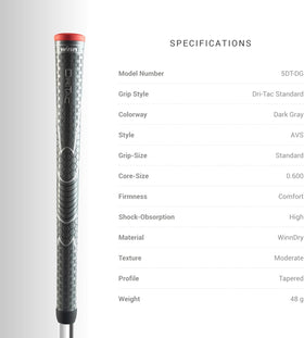 Winn Dri-Tac 48-gram grip weight for balanced feel.
