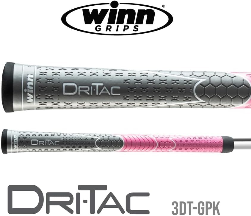 Winn Dri-Tac undersize gray-pink grip on a golf club
