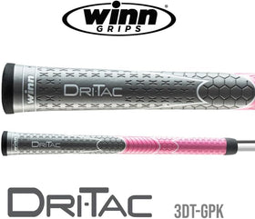 Winn Dri-Tac undersize gray-pink grip on a golf club