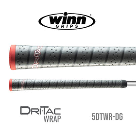 Winn Dri-Tac Wrap grips displayed assembled, showing 0.600 inch core for standard fit.