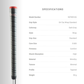 Winn Dri-Tac Wrap close-up, 50-gram weight emphasizing light feel.