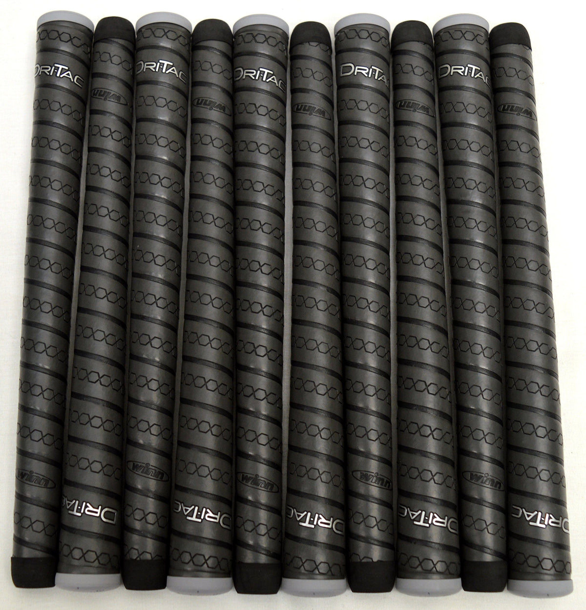 Winn Dri-Tac Wrap Oversize Dark Gray grips for a secure, comfortable hold.