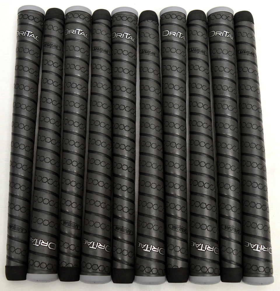 Winn Dri-Tac Wrap Oversize Dark Gray grips for a secure, comfortable hold.