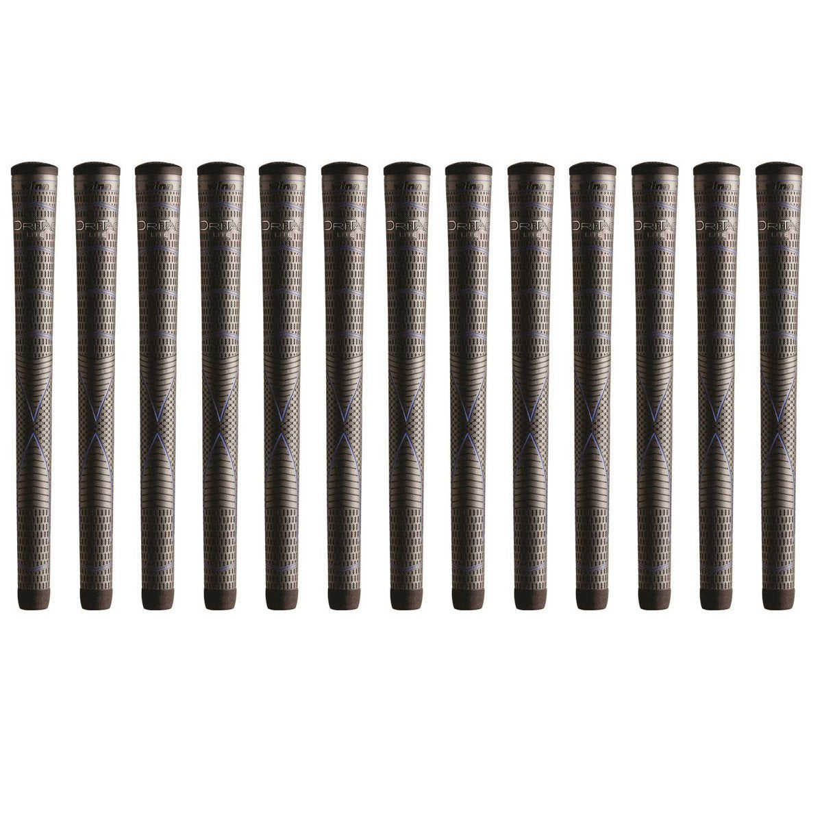 Winn DriTac Lite midsize grip in dark gray enhances all-weather tack for better control.