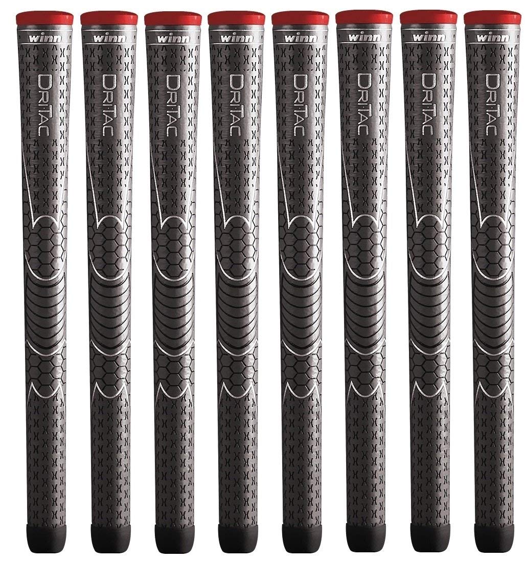 Winn DriTac standard dark gray golf grips provide secure, all-weather control.