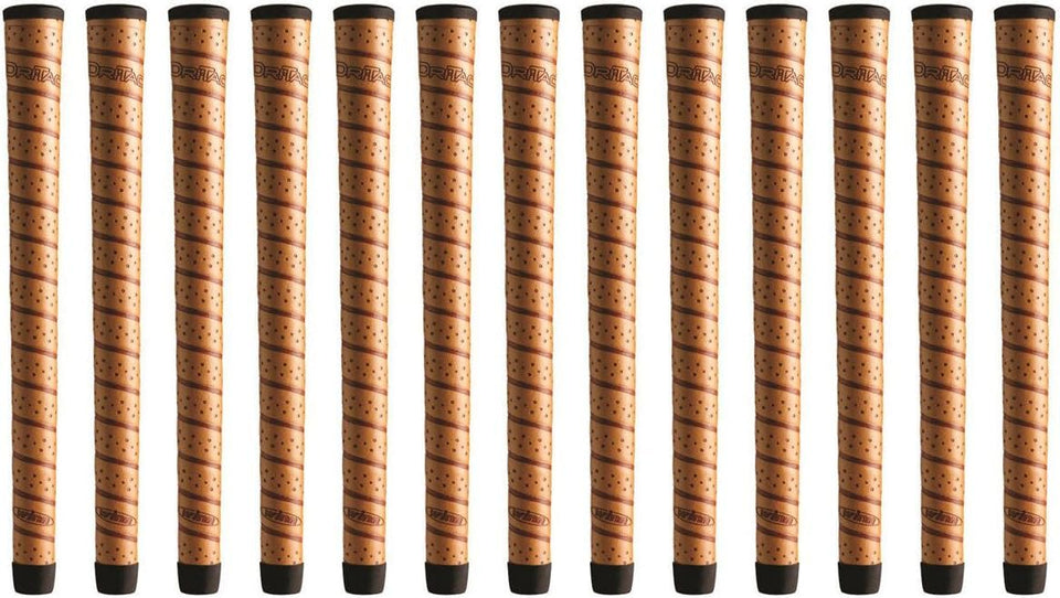 Winn DriTac Wrap copper grip close-up showing non-slip surface for all-weather play.