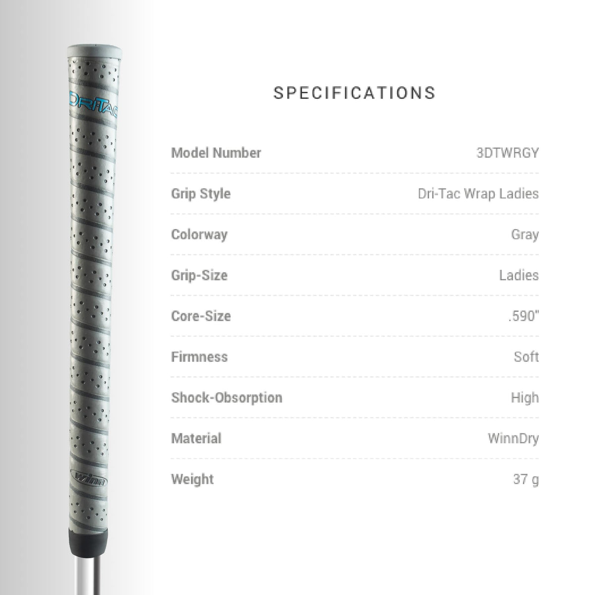 Winn DriTac Wrap grip texture showcasing dry polymer feel for all-weather grip
