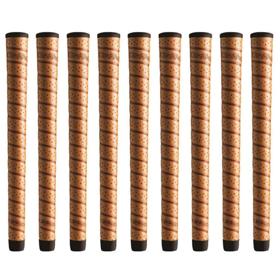 Winn Dri-Tac wrap midsize copper grip close-up, contoured design for a secure, all-weather grip.