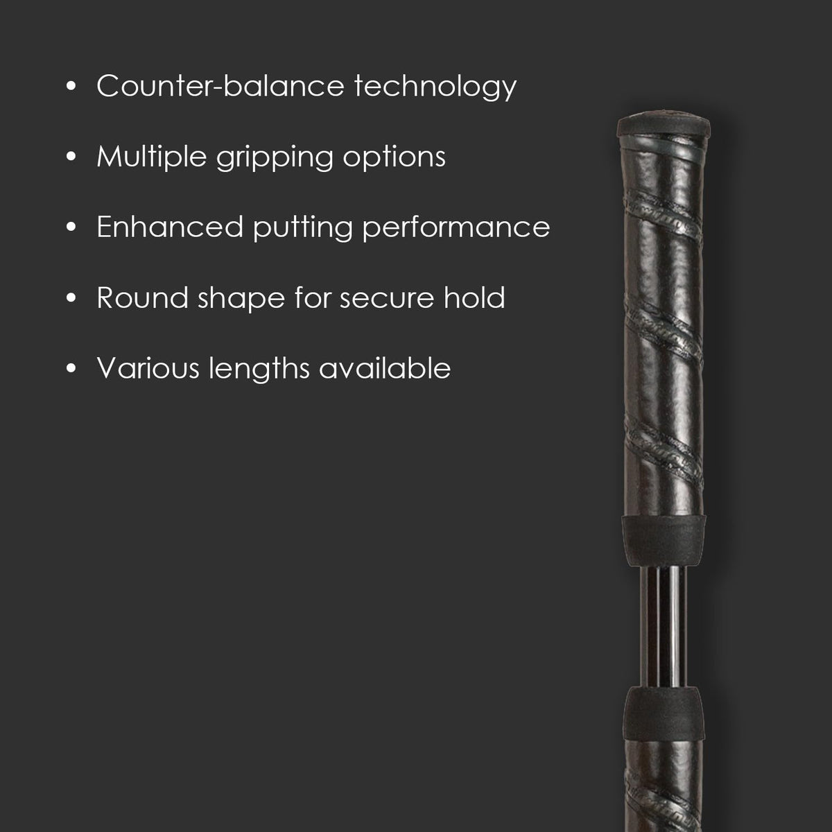 Winn Excel Putter Grip black grey shade aiding alignment
