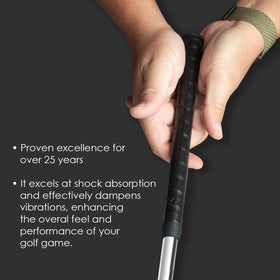 Winn Excel Wrap Oversize Black golf grip detail emphasizing durable construction