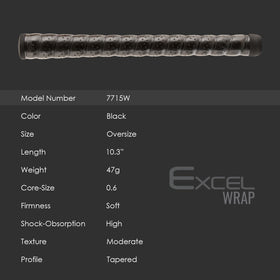 Winn Excel Wrap Oversize Black golf grip demonstrates larger diameter for relaxed hold