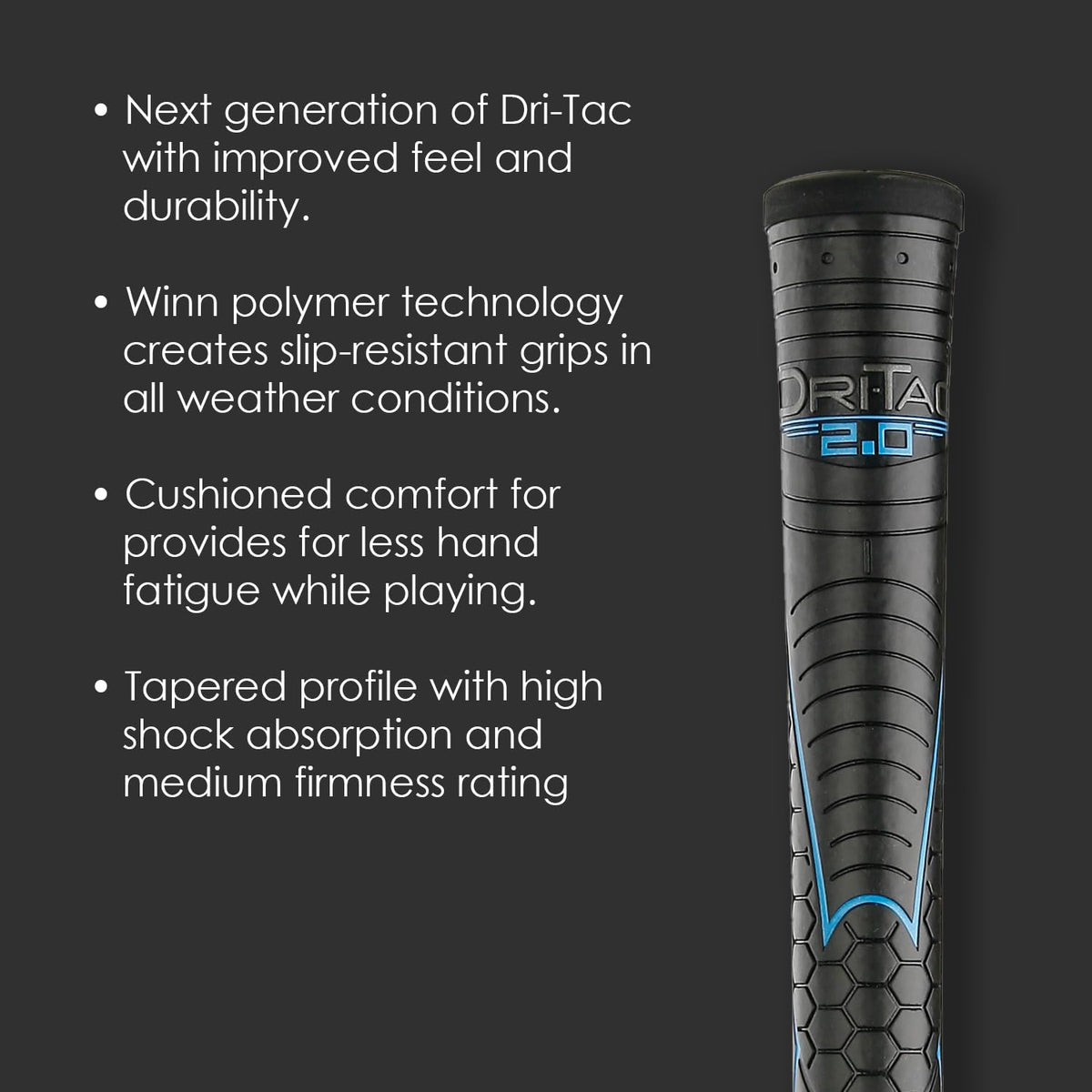 Winn Grips 32DT-JBK Dri-Tac 2.0 in-hand feel for comfortable control