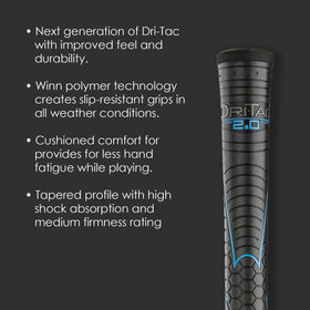 Winn Grips 32DT-JBK Dri-Tac 2.0 in-hand feel for comfortable control