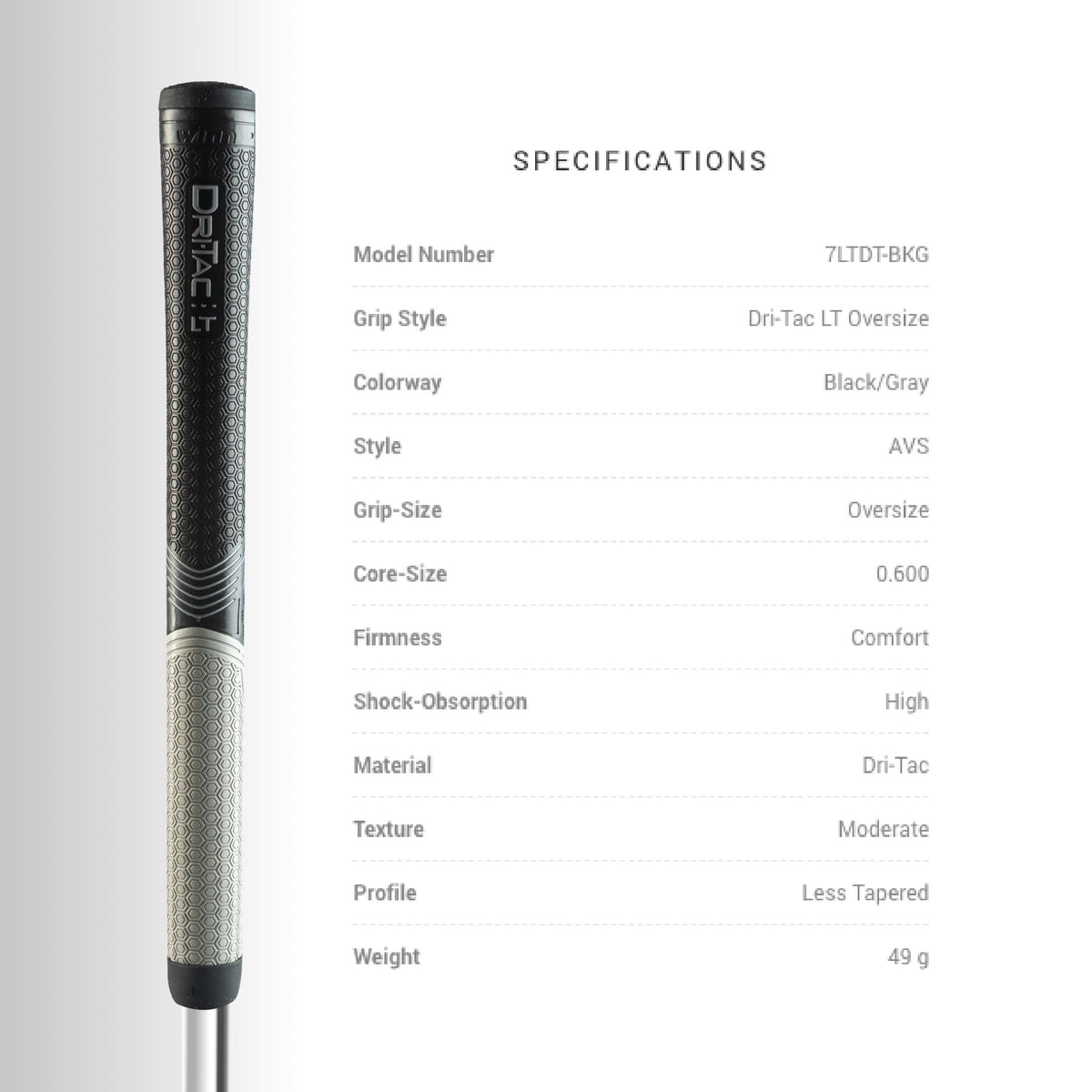 Winn Grips Dri-Tac LT on wood grip demonstrates comfortable oversize feel.