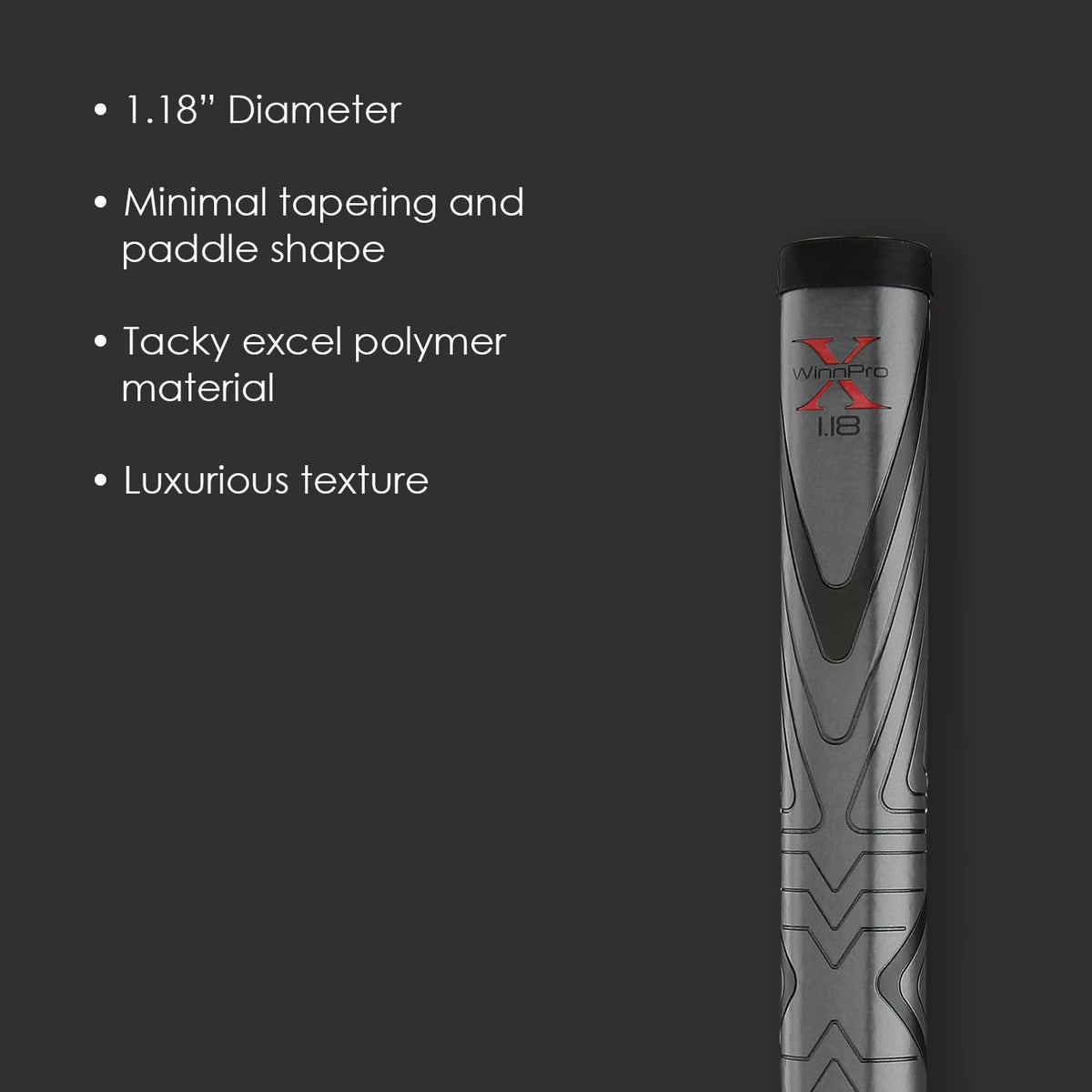 Winn Pro X 1.18 54-gram weight supports steady balance.