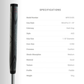 Winn Pro X 1.18 midsize grip offers comfortable control.