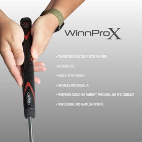 Winn Pro X 1.18 grip shown for stability during the stroke
