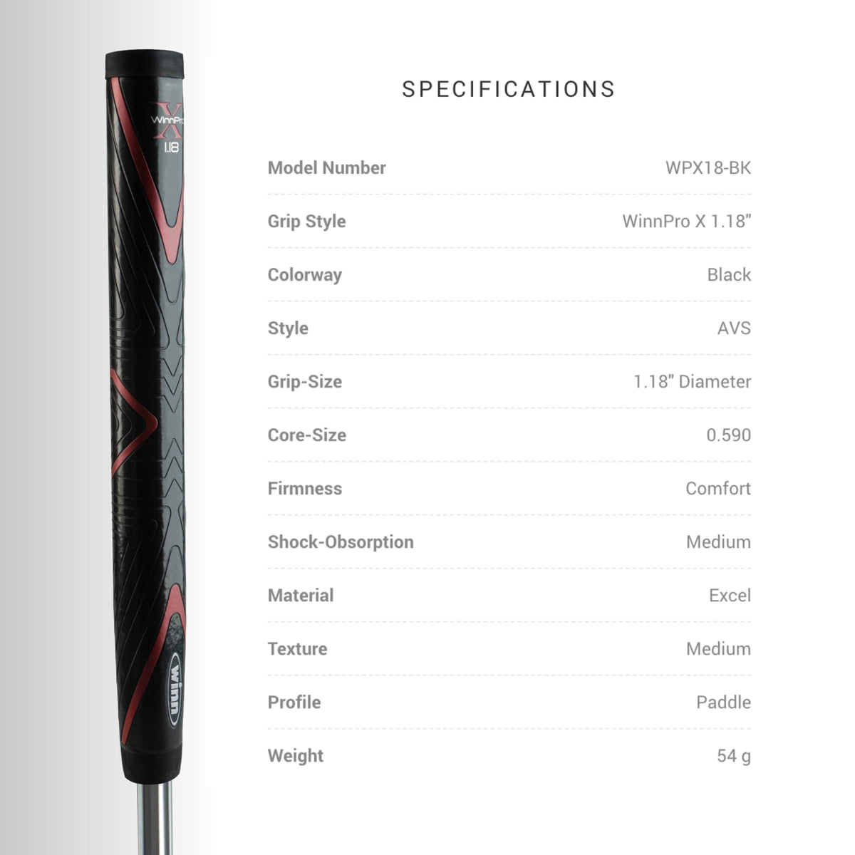 Winn Pro X 1.18 with WinnLite technology emphasizing lighter grip
