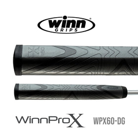 Winn Pro X 1.60 paddle grip close-up in gray and black, highlighting a tacky feel.