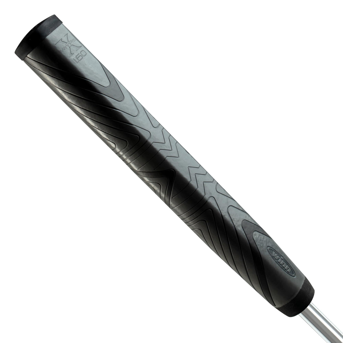 Winn Pro X 1.60 putter grip in gray-black, super jumbo for a confident setup.