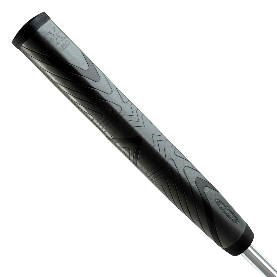 Winn Pro X 1.60 putter grip in gray-black, super jumbo for a confident setup.