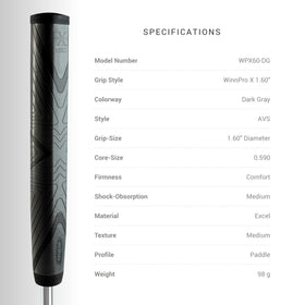 Winn Pro X 1.60 stabilizes the putting stroke with its paddle design.