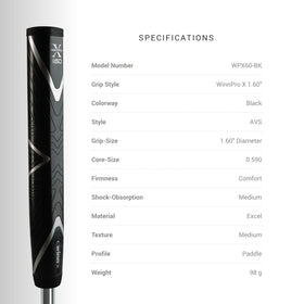 Winn Pro X 1.60 Super Jumbo size offers comfortable grip for longer rounds